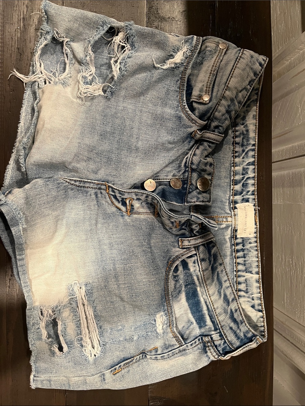 Distressed Light Blue Denim Women's Shorts